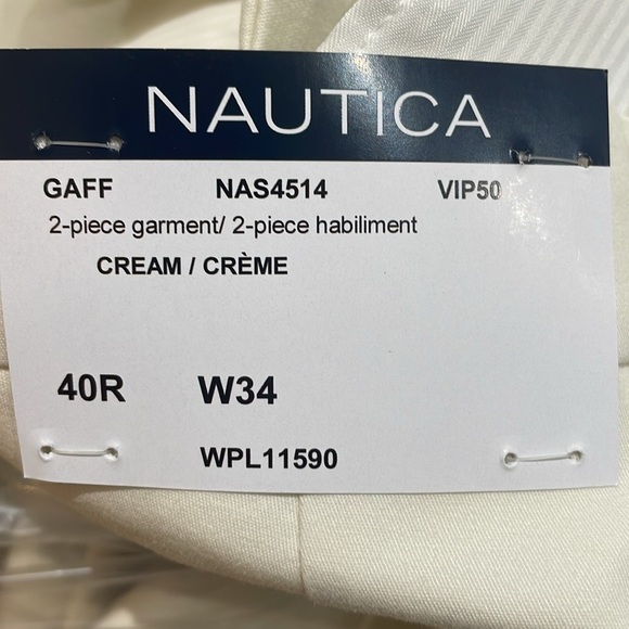 Nautica Modern Fit Stretch Cotton Cream 2 Piece Suit - NWT - Picture 6 of 9
